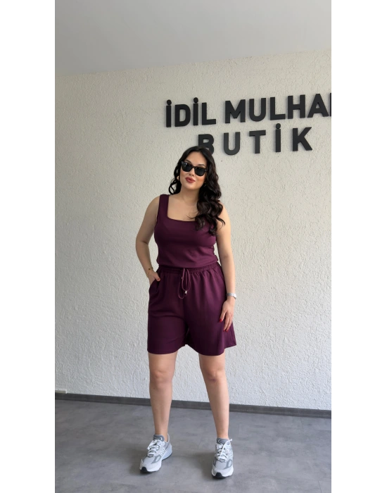 Mürdüm Oysh Kumaş Şortlu Takım