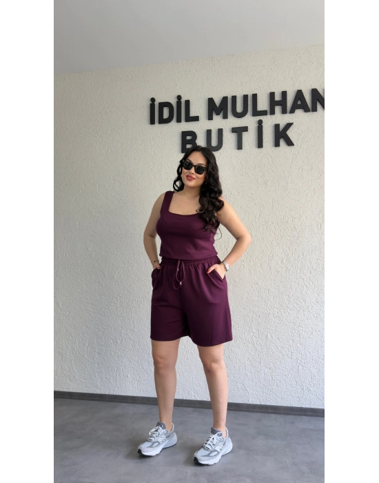 Mürdüm Oysh Kumaş Şortlu Takım