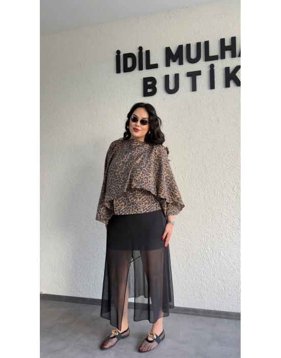 Siyah Astarlı Tül Etek