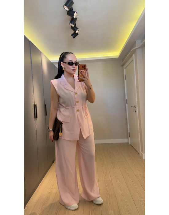 Pudra Premium Blazer Yelek Takım