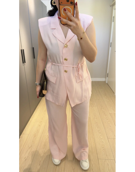 Pudra Premium Blazer Yelek Takım