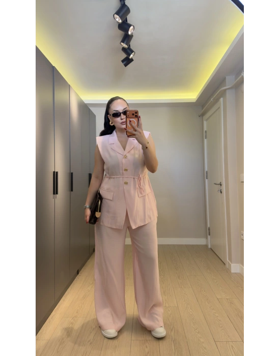Pudra Premium Blazer Yelek Takım