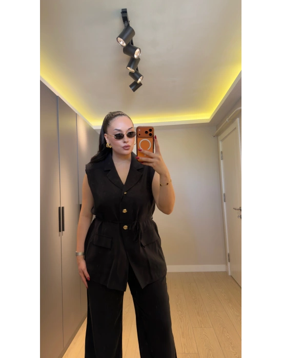 Siyah Premium Blazer Yelek Takım