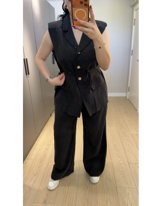 Siyah Premium Blazer Yelek Takım