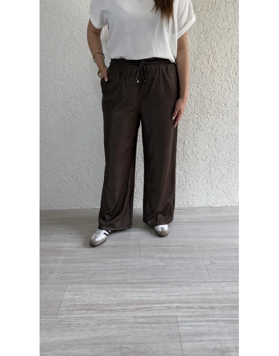Acı Kahve Beli Lastikli Tensel Pantolon