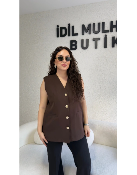 Acı Kahve Blazer Yelek
