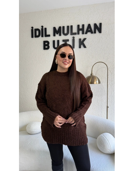 Acı Kahve Bukle Triko Kazak