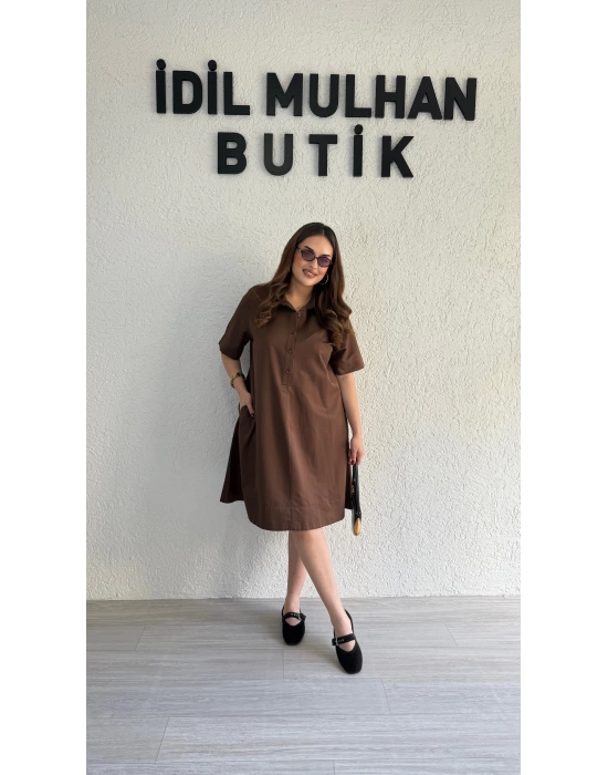 Acı Kahve Gömlek Elbise