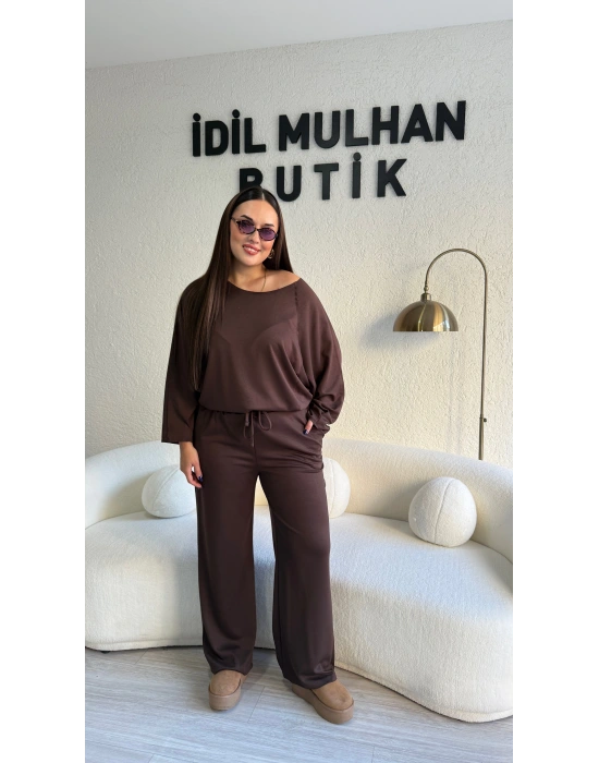 Acı Kahve Oysh Kumaş Beli Lastikli Takım