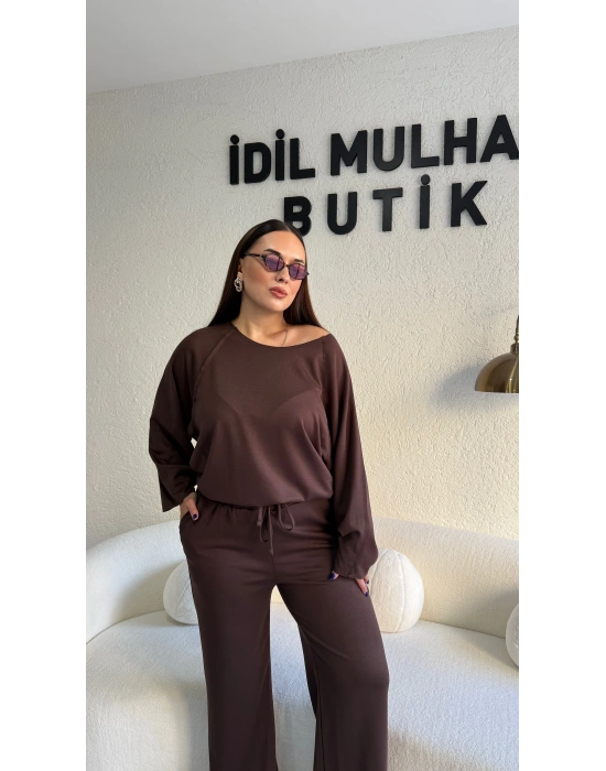 Acı Kahve Oysh Kumaş Beli Lastikli Takım