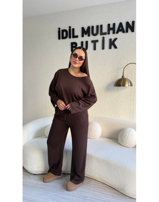 Acı Kahve Oysh Kumaş Beli Lastikli Takım