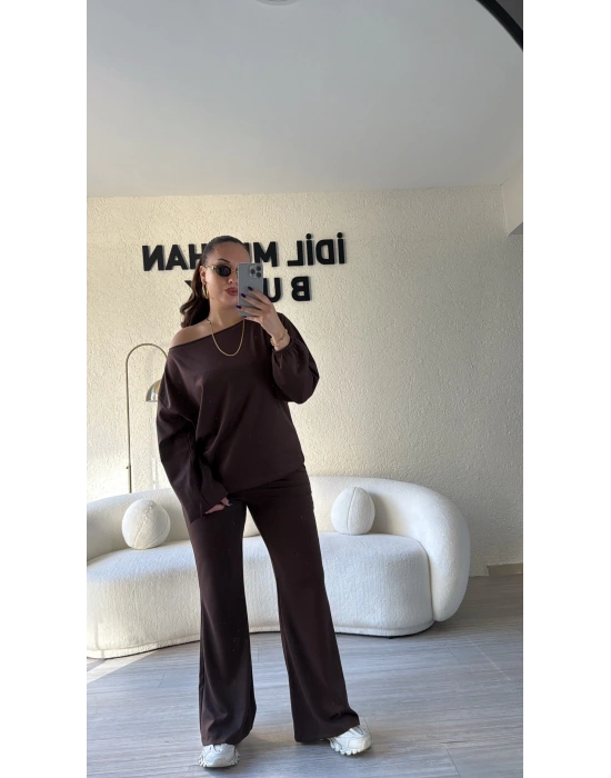 Acı Kahve Oysho Kumaş Asimetrik Yaka Takım