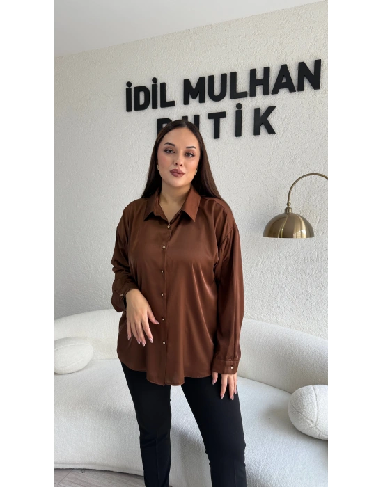 Acı Kahve Saten Gömlek