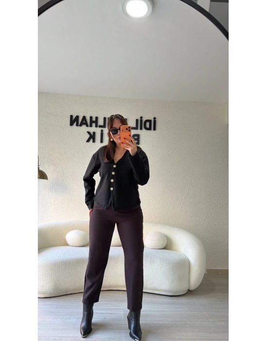 Acı Kahve Zr Model Yüksek Bel Pantolon