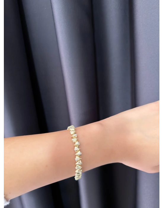 Altın Örgü Zirkon Taşlı Bileklik