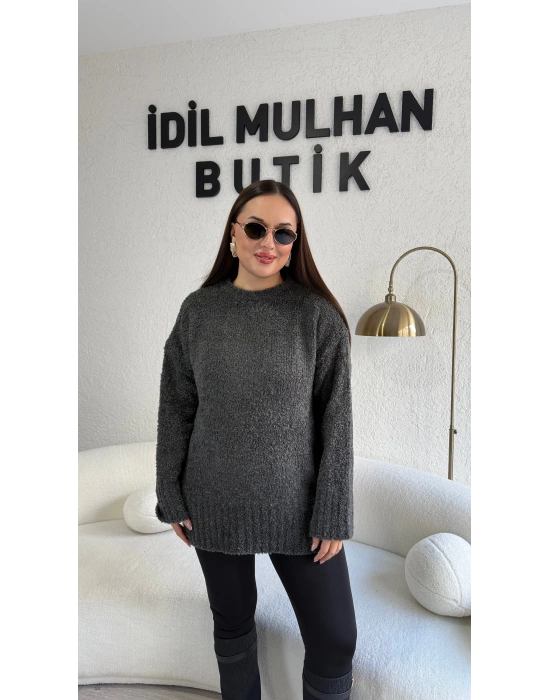 Antrasit Bukle Triko Kazak