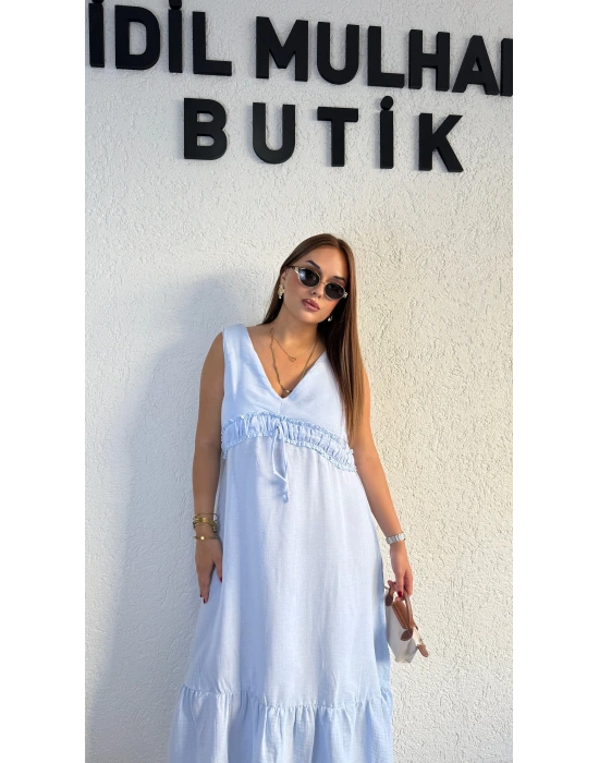 Bebe Mavisi Müslin Elbise