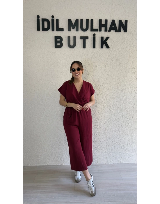 Bordo Kruvaze Kesim Viskon Tulum