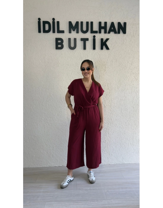 Bordo Kruvaze Kesim Viskon Tulum