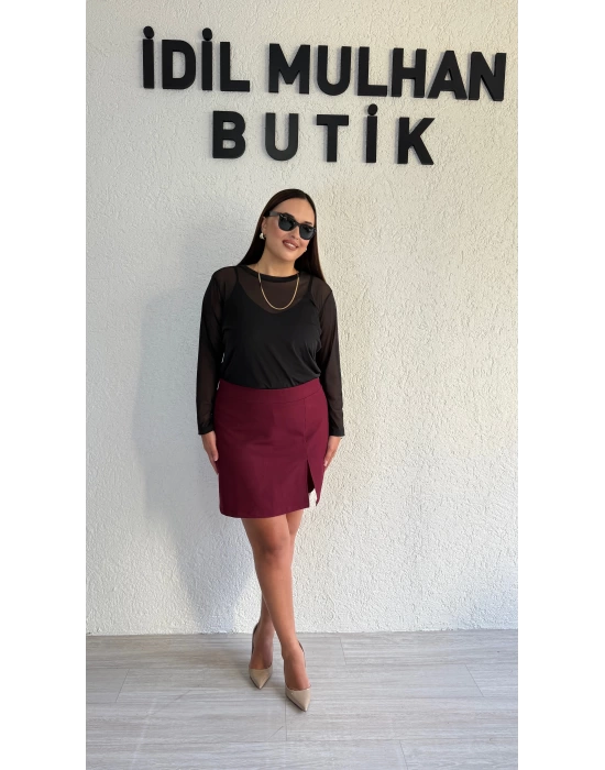 Bordo Şort Etek
