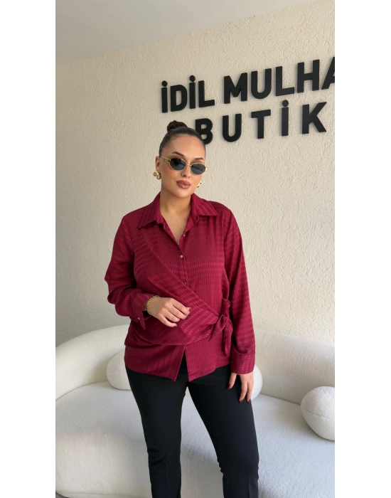 Bordo Yandan Bağlamalı Gömlek