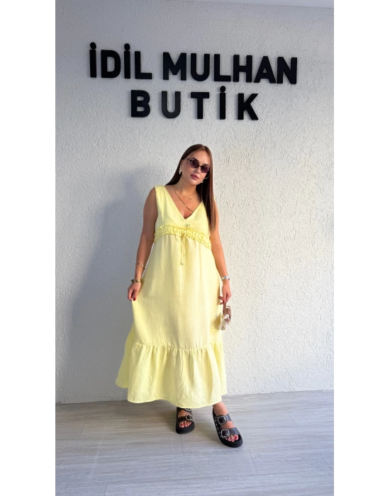 Butter Yellow Müslin Elbise