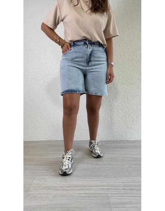Buz Mavisi Denim Şort
