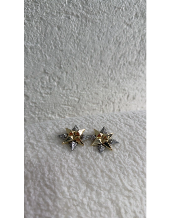 Çift Renk Tasarım Taşlı Kutup Yıldızı Küpe