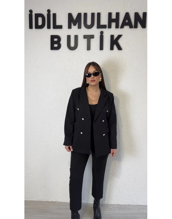 Double Krep Blazer Takım