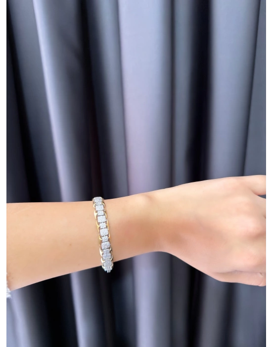 Gold Detaylı Zirkon Taşlı Bileklik