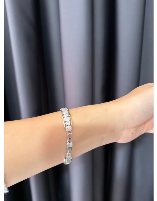 Gold Detaylı Zirkon Taşlı Bileklik