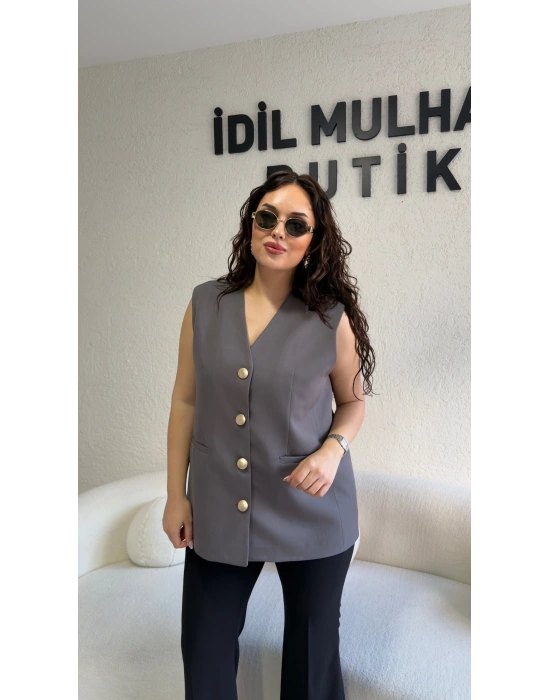 Gri Blazer Yelek
