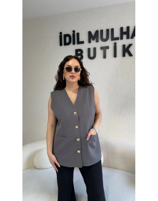 Gri Blazer Yelek