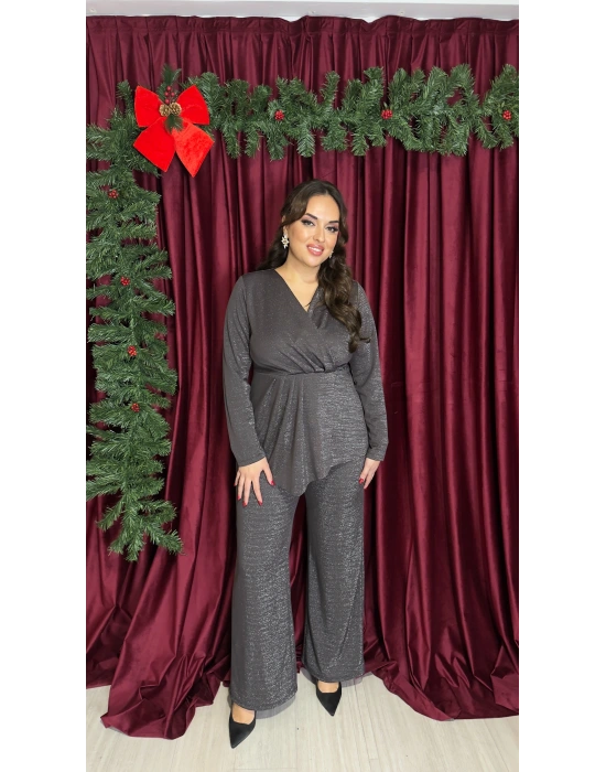 Kahve Kruvaze Pileli Sim Dokulu Takım