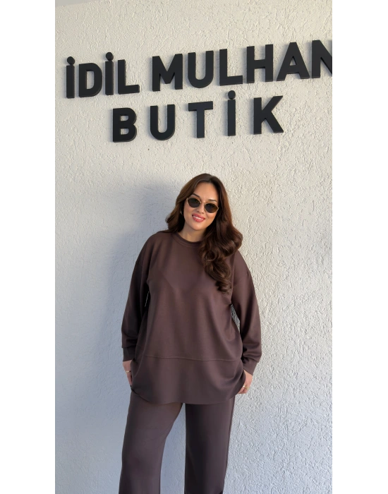 Kahverengi Oysh Kumaş Pis Kesim Salaş Takım