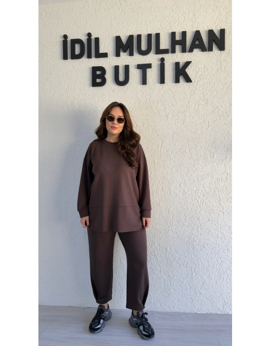 Kahverengi Oysh Kumaş Pis Kesim Salaş Takım