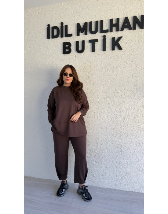 Kahverengi Oysh Kumaş Pis Kesim Salaş Takım