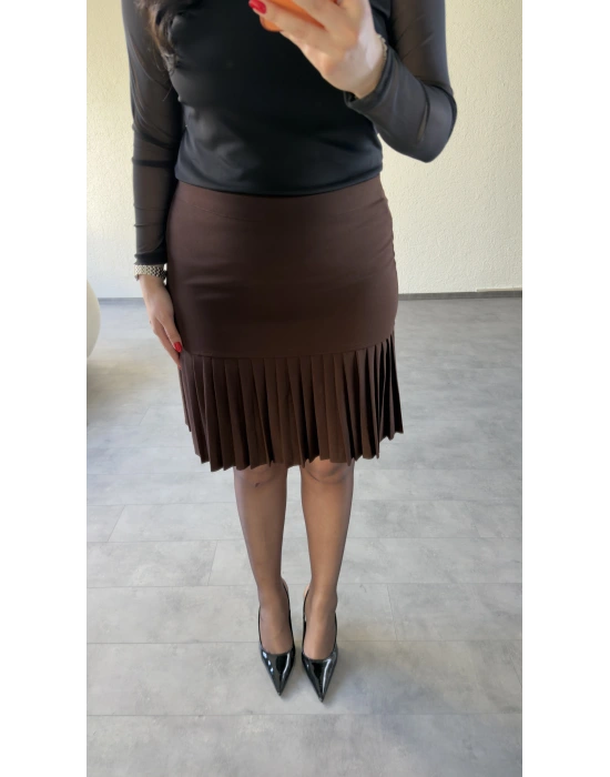 Kahverengi Piliseli Etek