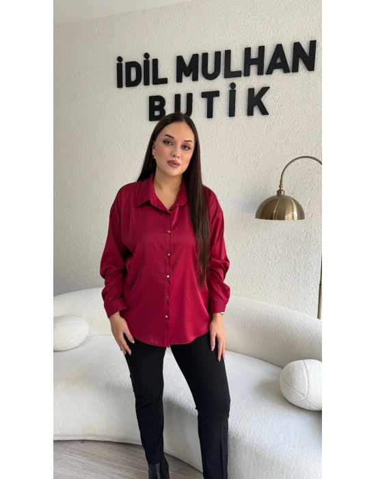 Kırmızı Saten Gömlek