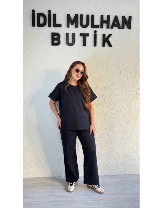 Lacivert Kısa Kollu Günlük Takım