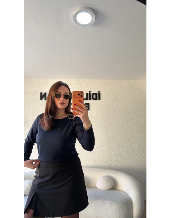 Lacivert Omzu Tokalı Oysh Bluz