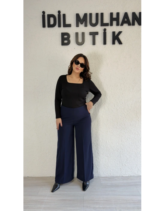 Lacivert Palazzo Pantolon