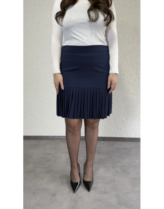 Lacivert Piliseli Etek