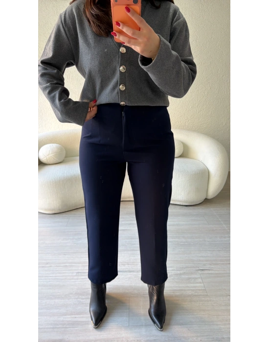 Lacivert Zr Model Yüksek Bel Pantolon