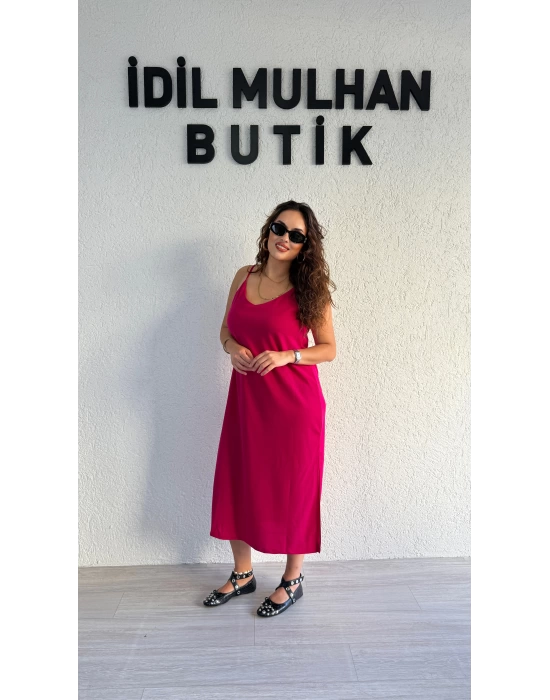 Pembe Askılı Elbise