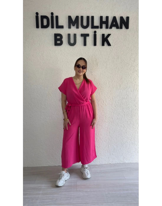 Pembe Kruvaze Kesim Viskon Tulum
