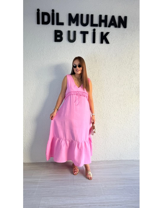 Pembe Müslin Elbise