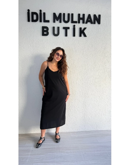 Siyah Askılı Elbise
