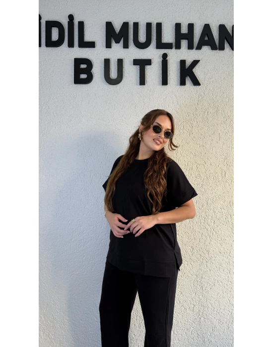 Siyah Kısa Kollu Günlük Takım
