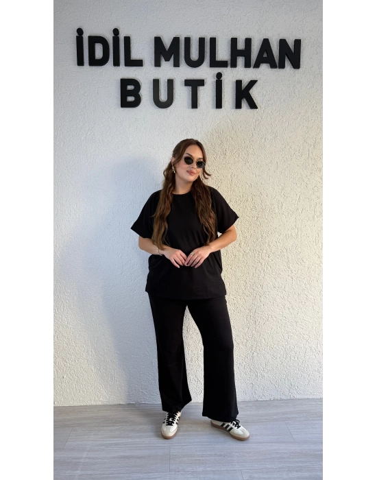 Siyah Kısa Kollu Günlük Takım